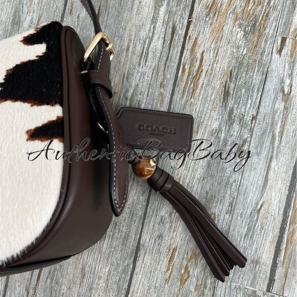 Authentic Coach Kailey Shoulder Bag With Cow Print And Tassel Purse - Picture 4 of 15